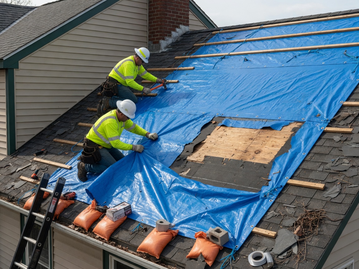 Emergency roof tarping services